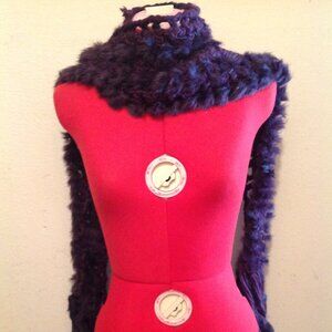Vintage Purple Faux Rabbit Fur Crochet Scarf
